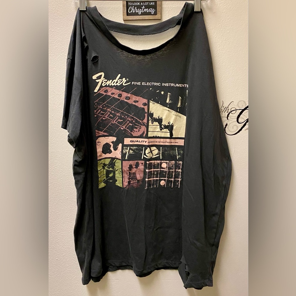 NWOT Torrid distressed Fender tee size 1 (Runs very large, it’s more like a 3x)